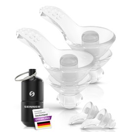 Senner SleepPro Ear Protection Ear Plugs for Sleep and against snoring - Extremely Comfortable - Alarm Stays Audible - Aluminium Case - Reusable