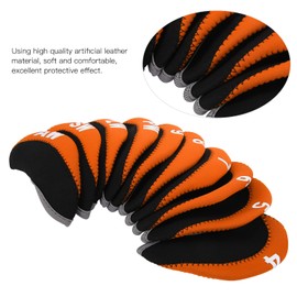 Golf Club Putter Headcover, 10Pcs 1 Set Golf Putter Protector Bag Leather Golf Club Iron Head Covers for Golfers (Orange)