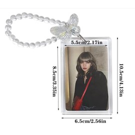 Photocard Holder Key Ring Badge Holder Wrist Lanyard Card Protector for Credit Students Bus Work Cards Bag Charms Transparent Laser Butterfly 10.5 x 6.5 cm
