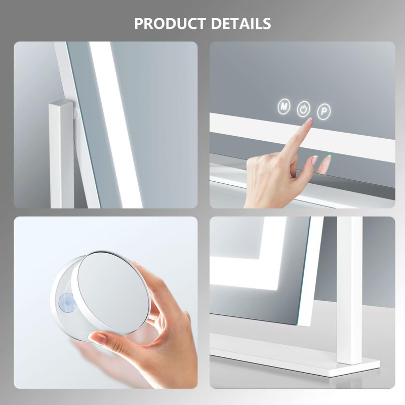 Gvnkvn Lighted Makeup Mirror, Hollywood Vanity Mirror with Lights, Three