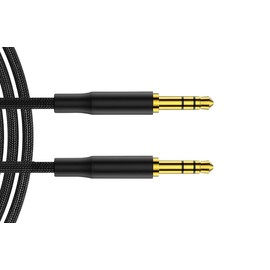LockMingle Premium AUX Lead 1m – Strong Braided 3.5mm Stereo Cable for Music Devices-Black