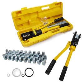 TINVHY 16 Ton Hydraulic Wire Crimper Battery Cable Lug Terminal Crimper Crimping Tool Total 11 Dies for Crimping wires and butt connectors