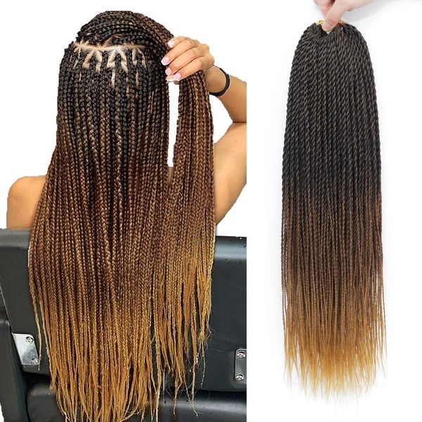 Ombre Crochet Hair Senegalese Twist 22 Inch 8 Packs Braids Crochet Hair, 35 Strands/Pack Crochet Twist Hot Water Setting, Pre-Lopped Small Crochet Hair for Women (22 Inch, 1B/30/27)