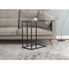 Safdie & Co. Accent Table 19L C-Shaped Glass Black Metal,