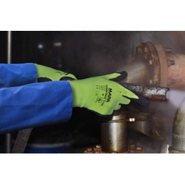 MAPA Temp-Dex 710 Nitrile Lowweight Glove, High Temperature, 10-1/4" Length, Size 7, Black/Green