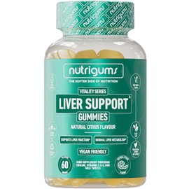 Liver Support Gummy | Citrus Flavour | 60 Vegan Gummies | Choline, Milk Thistle, Vitamins C & E | Liver Complex with Vitamins by NUTRIGUMS®