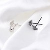 925 Sterling Silver Square Cone Spike Earrings Studs, Black