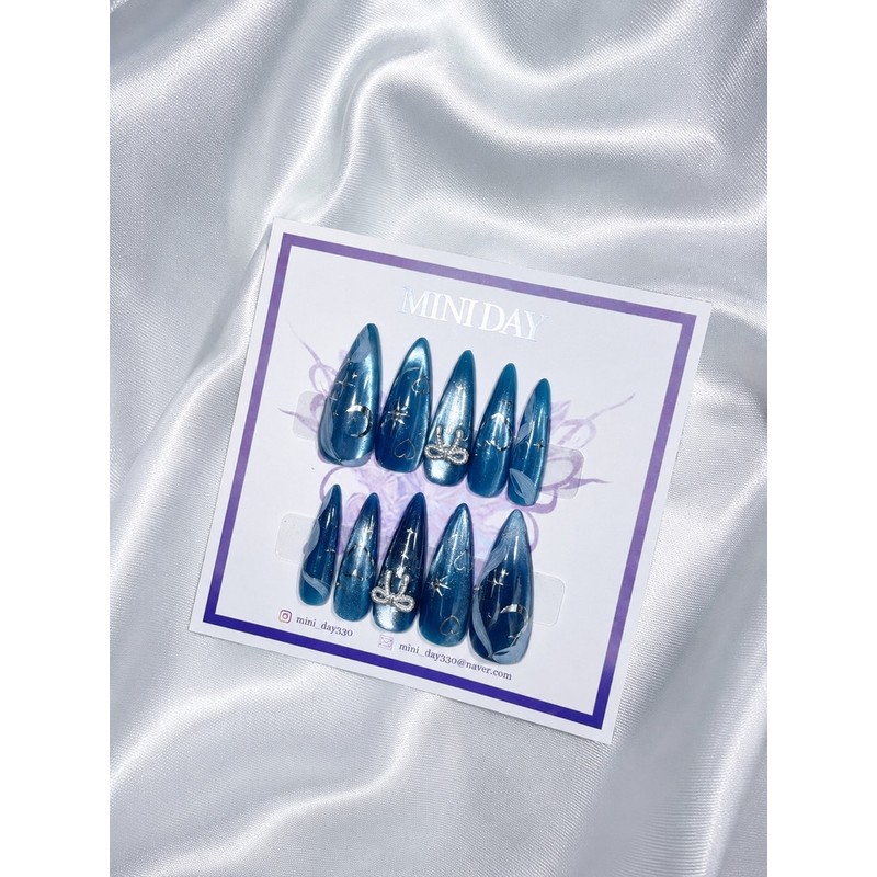 Midnight Aurora Handmade Nail Tips - Ballerina / 미드나잇 오로라