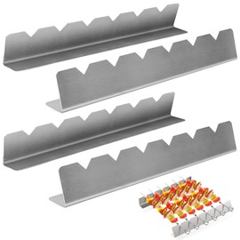 Set of 4 Barbecue Skewers Rack, Stainless Steel Skewers Holder, BBQ Holder for 6 Skewers, BBQ Grilling Accessories, for Grilling Kebab, Stick Bread and Kebab, 30 x 3 x 4.5 cm