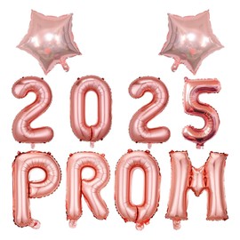 Prom 2025 Decorations 16"Prom 2025 Balloons Banner Star Foil Balloons Graduation Party Decorations Rosegold Class of 2025Prom Congrats Grad Party Supplies for Anniversary Birthday Celebration