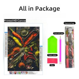 5D Diamond Art Painting by Number Kits for Adults Spices Flavouring for Cooking DIY Paint with Full Drill Round Diamond Gems Painting Art Craft for Home Wall Decor 11.8x15.8inch
