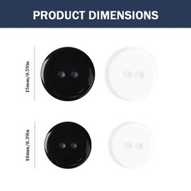 100 PCS 15mm Black Buttons, 2 Holes Buttons for DIY Handmade Sewing Crafting Decor, Use for Shirt, Cardigans.