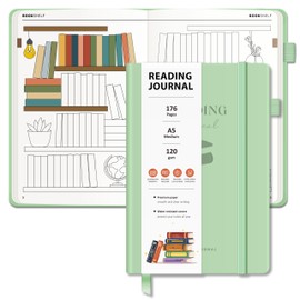 BIROYAL Reading Journal with 52 Book Reviews - A5 Hardcover 175 Pages Book Journal - Reading Tracker & Planner Log - Literary Lovers Gift - Green
