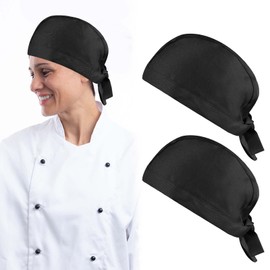 Vesaneae 2 PCS Cooking Chef Hat, Black Catering Cap, Adjustable Kitchen Cooking Caps, Kitchen Accessories for Food Service Outdoor BBQ
