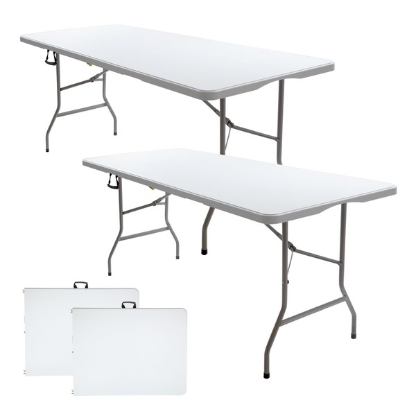 CARTMAN Folding Table, Picnic Table, Portable 6 Foot Table, Fold-in-Half