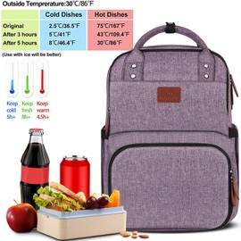 MATEIN Womens Backpack with Lunch Compartment, 17 Inch Laptop Backpack with USB Port, Water Resistant Cooler Backpack Tote Food Bag for Work College Travel Camping Picnic, Gift for Her (Purple)