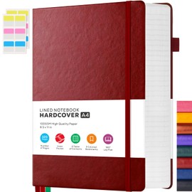 FOCUS DAY 8.5 x 11 Large Journal Notebook Notepad for Women Men Writing, 320 Pages Hardcover Leather Bound Notebook journal college ruled, 100Gsm Lined Paper, Burgundy