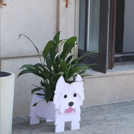 Gochoi Westie - Maceta para perros, lindas macetas de animales para decoración de jardín al aire última intervensión, regalos Westie para amantes de los perros, mujeres, soporte para contenedores de
