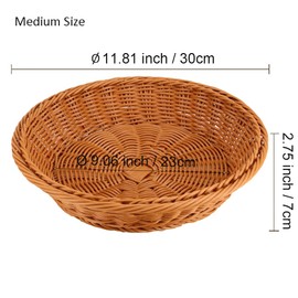 RT&BS Wicker Bread Baskets for Serving, Woven Vegetable Baskets, Hand Woven Fruit Basket for Kitchen, Store, Restaurant, Outdoor, Party (Brown, M)