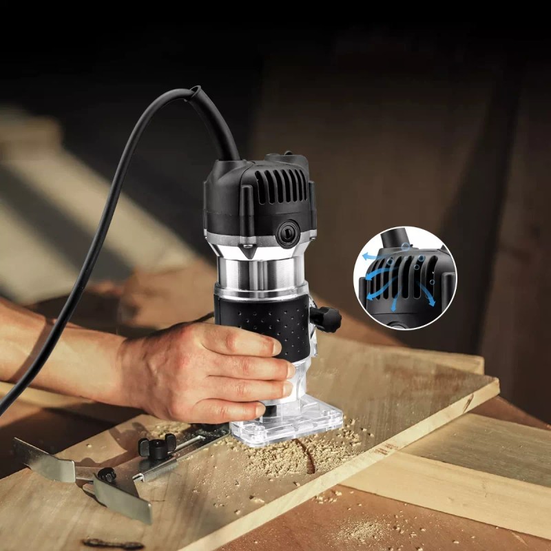 LSXD Router Madera Recortadora Rebajadora 800w +15 Brocas Carburo