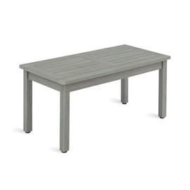 LUE BONA Outdoor Coffee Table Rectangle, HDPS Patio Coffee Tables for Outside, All Weather Patio Coffee Table with Slatted Tabletop for Deck, Garden, Balcony, Indoor or Outdoor Use, Light Gray