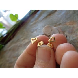 Open heart in gold studs: gold earrings, love, hearts, studs