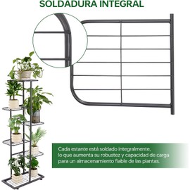 Soporte para Plantas de 6 Niveles, BOJA Maceteros para Interior y Exterior Base para Macetas, Mueble para Plantas, Puede Contener 7 Macetas de Plantas, Soporte para Macetas para Balcón, Sala y Jardín