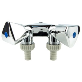 Double Valve Device Valve with 2 Outlets Wall Mounted 1/2 Inch Chrome-Plated
