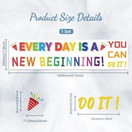 Peacoblue Window Static Cling Decal Sticker Double-Sided for Large Glass Window, 1 Sheet Inspirational Quotes 120 x 30cm Waterproof Removable Window Decal for Home Office Classroom Decoration