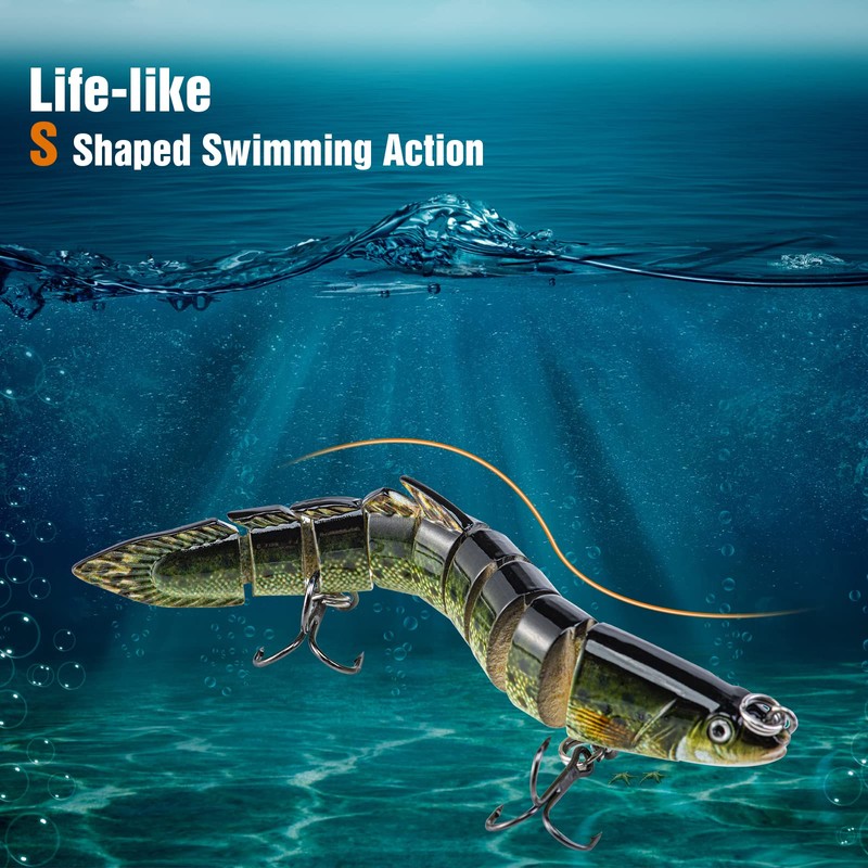 Matymats 3-Piece Pike Fishing Lures - 9 Segmented, Multi-Jointed Design
