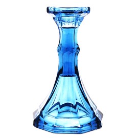 Vintage Fostoria Glass Tall Single Candle Candlestick - Virignia Medium Blue - Discontinued 1986