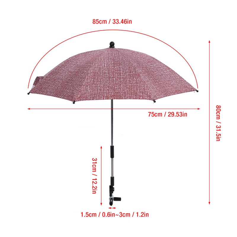 Baby Stroller Umbrella with 360 Degree Adjustable Clamp UV Protection