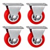 4-Pack Red PVC Swivel Caster Wheels, 1-Inch Furniture Replacement Casters