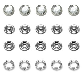 Pearl Snaps for Western Shirt, 50 Sets 16L/9mm Snap Fastener Kit Classic Pearl Prong Ring Snaps for Clothes Popper Studs with Clear Storage Box [Diamond Shape Jewelry Snap](White)