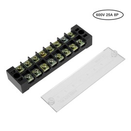 uxcell Dual Rows 8 Positions 600V 25A Wire Barrier Block Terminal Strip TB-2508L