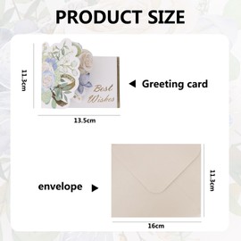 MOTIBACK Watercolor Flowers Greeting Card with Envelope ，Decoration Accessories Cards Assortment Best Wishes for Man Woman Birthday Thank You Congratulations Card（Blue）