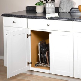 HOLDN’ STORAGE Pull Out Organizer for Cookie Sheet, Cutting Board, Bakeware, and Tray - Organizer Sliding Rack for Kitchen Pantry Cabinets, Heavy Duty, Chrome Finish (Dividers Only - Pack of 6)