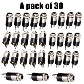 Yrhrol 30pcs 3.5MM Stereo Sound Pj-392 Headphone Jack 3.5mm Female Plating Panel Mount Connector Terminals with Locking Nuts-3.5MM Headphone Audio Jack