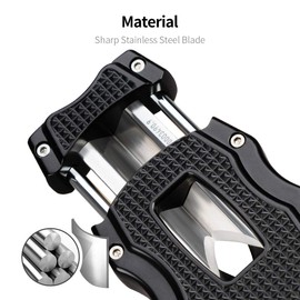 C CIGARLOONG CIGARLOONG Cigar Cutter Stainless Steel Sharpening V Cut Blades with Cigar Punch(Color:Black)