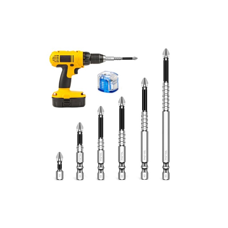 High-Magnetic Screwdriver Drill Bit Set, 6 Pcs Anti-Slip Impact Bits