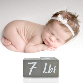 I'm Solid Wood Weekly Monthly Yearly Baby Milestone Age Blocks, Gender Neutral, Newborn Gifts & Keepsakes for Picture Props (3 Pcs/Gray)