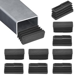 M METERXITY 10-Pack Tubing End Caps, 1.5 x 1/2 Inch Plastic Rectangle Hole Plugs Inserts for Chair Leg/Bar Stool/Fitness Equipment, Chair Glides Fence Plug Floor Protectors