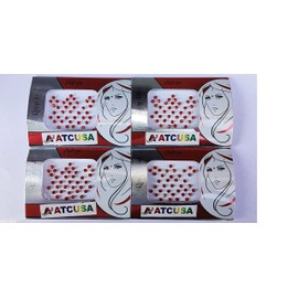 140+ Bindi Dots Diamond Crystal Fake Nose stud/Ear Stud Indian Crafts bindi stickers Indian Bindi for women Face Jewels Gold silver Multi tattoo Packet (Red/Maroon Crystal Stones - Size 3mm)