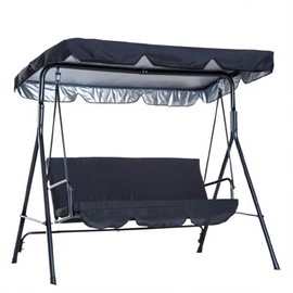 Swing Canopy Replacement Top, Outdoor Patio Swing Canopy Replacement, 3 Seat Swing Canopy Replacement Cover for Porch Patio Garden Seat (Black/64 * 44 * 5.9)