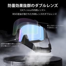 NISEKO Ski Goggles, Glasses Compatible, Anti-Fog, Double Lens, UV Protection, Snowboarding, Snowboarding, Skiing, Japan Foot, 4 Layer Sponge, Snow Goggles, Helmet Compatible, Flat Lens, Wide