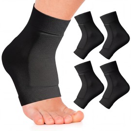 Nuanchu 2 Pairs Padded Skate Socks Ice Skating Protection Socks Lace Bite Gel Pads Ankle Malleolar Sleeves Protection Guards for Front Foot Shin Achilles Tendon Heel (Black,Front Foot)