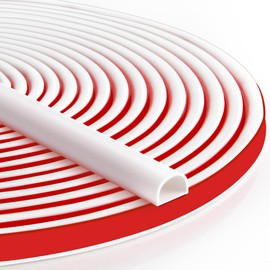 19.7FT Silicone Weather Stripping Door Seal, D Shaped Self Adhesive Door Weather Stripping Door Seal Strip for Door Frame/Window Seal (White, 3/8" W × 1/4" T)