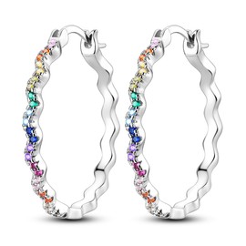 NARMO 925 Sterling Silver Hoop Earrings for Women Lightweight Hoop Earrings Silver Hoop Cat Earrings Lazy Earrings Cute Earrings Hypoallergenic Huggie Hoop Earrings, Sterling Silver