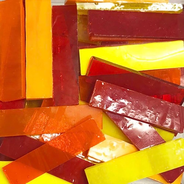 LiFschal Rectangle Mosaic Tiles Stained Glass, 1x4CM Textured Glass Mosaic