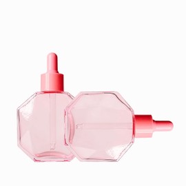 AGENIZ Pink Glass Eye Dropper Bottle Bottles 50ml/1.7oz 6 Pcs Diamond Glass Bottles with Dropper, for Essential Oils Perfume Serums and other liquids (-Pink, 50ML/1.7OZ)
